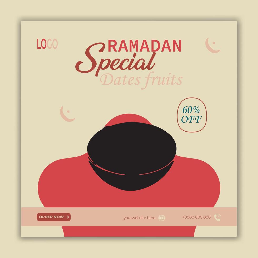 Ramadan spécial Rendez-vous fruit vente social médias bannière modèle vecteur