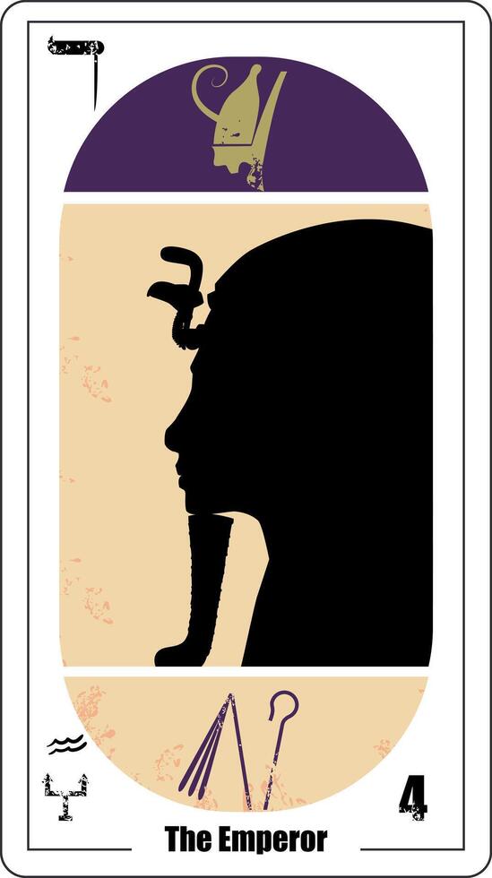 égyptien tarot carte nombre quatre, appelé le empereur. Toutankhamon profil silhouette. vecteur