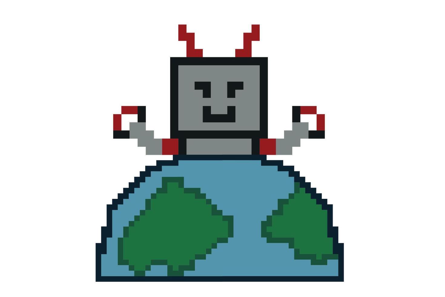 mignonne pixel dessin animé robot ai 8 bits personnage Jeu robot ou ai pour éducation bavarder vecteur gros tête 8 bit bot vecteur La technologie ai robot.