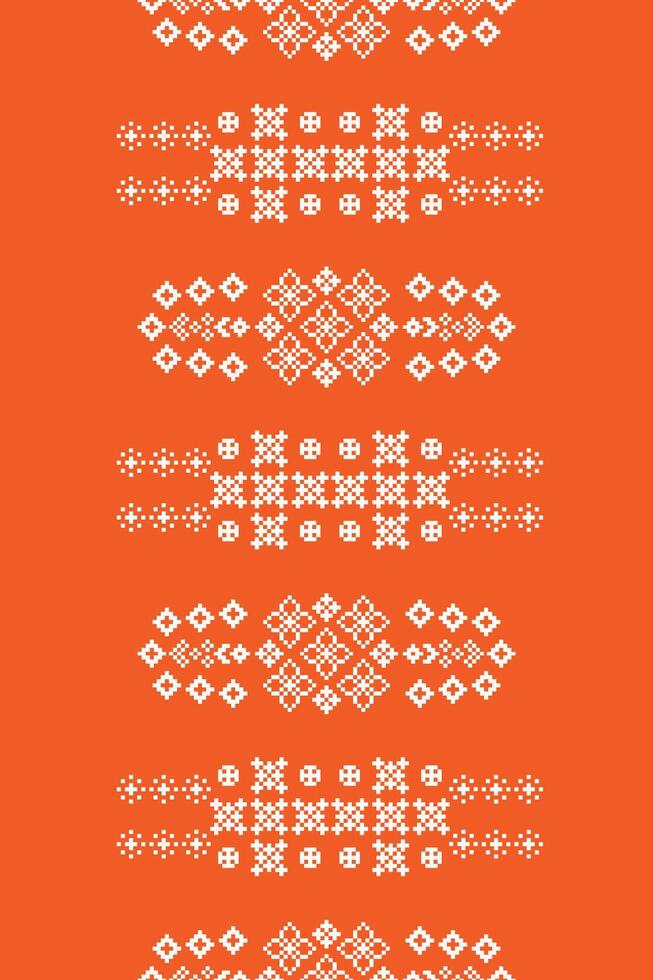 traditionnel ethnique motifs ikat géométrique en tissu modèle traverser point.ikat broderie ethnique Oriental pixel Orange Contexte. abstrait, vecteur, illustration. texture, écharpe, décoration, papier peint. vecteur