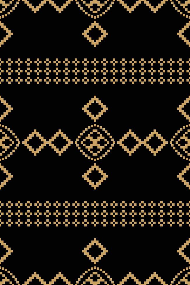 ethnique géométrique en tissu modèle traverser point.ikat broderie ethnique Oriental pixel modèle noir Contexte. abstrait, vecteur, illustration. texture, vêtements, cadre, décoration, motifs, soie fond d'écran. vecteur