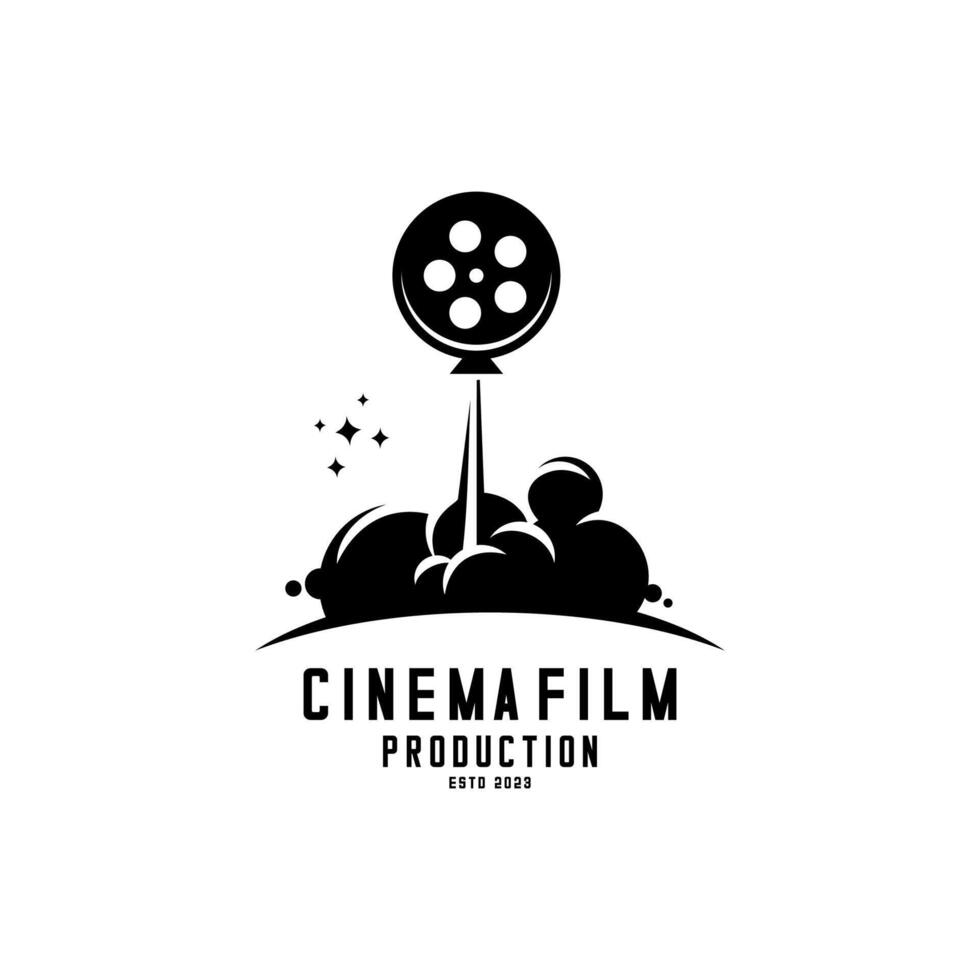 film bobine logo glissement comme une bascule prise de libération fumée, cinéma et film logo vecteur