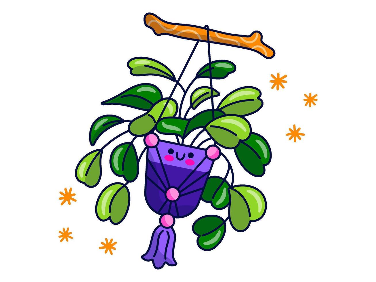 fleurs et les plantes autocollant éléments personnage illustration vecteur