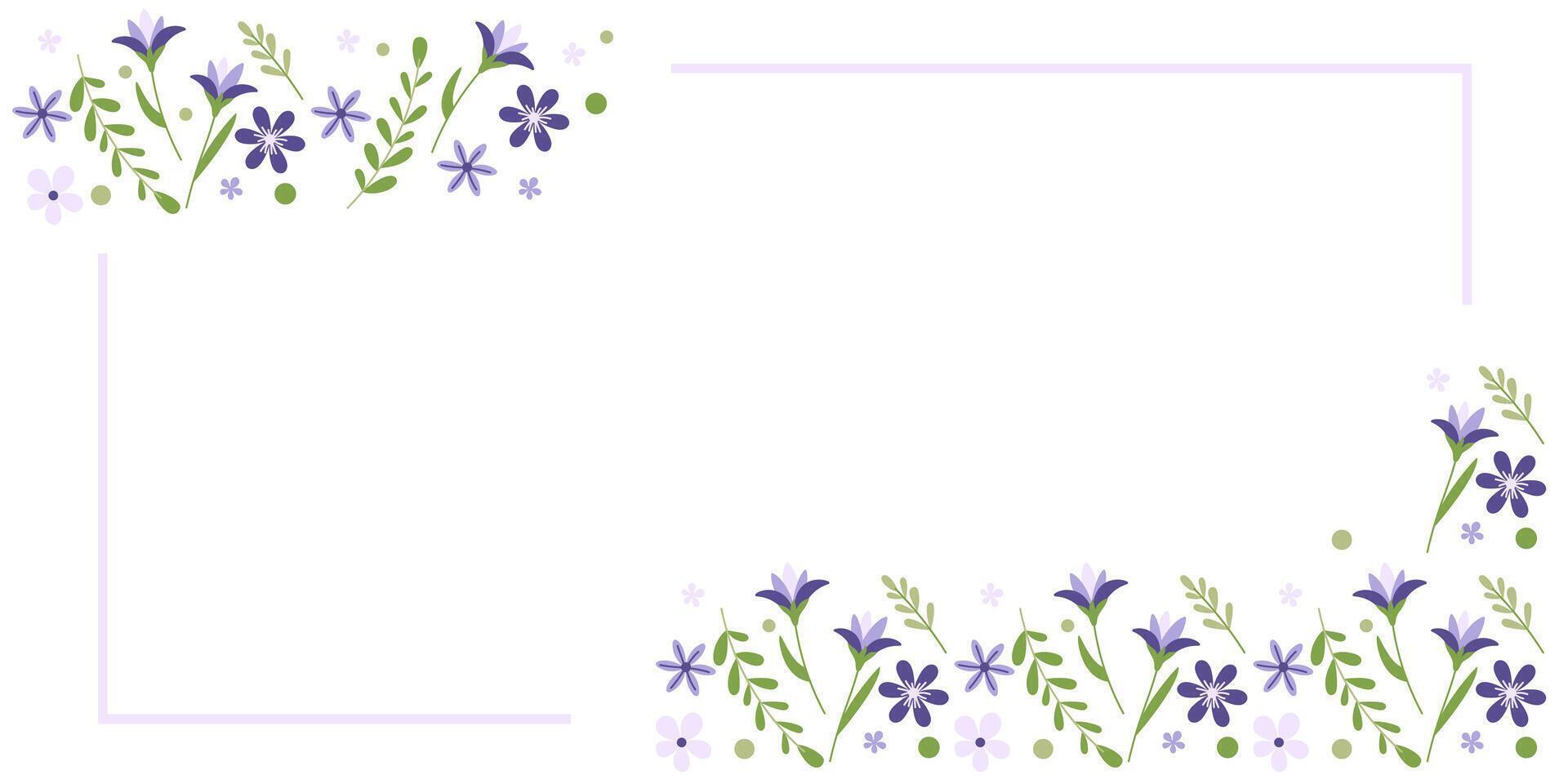 printemps fleurs frontière. crocus et lilas sur une blanc Contexte. modifiable modèle pour salutation carte, invitation, étiqueter, scrapbooking. vecteur illustration.
