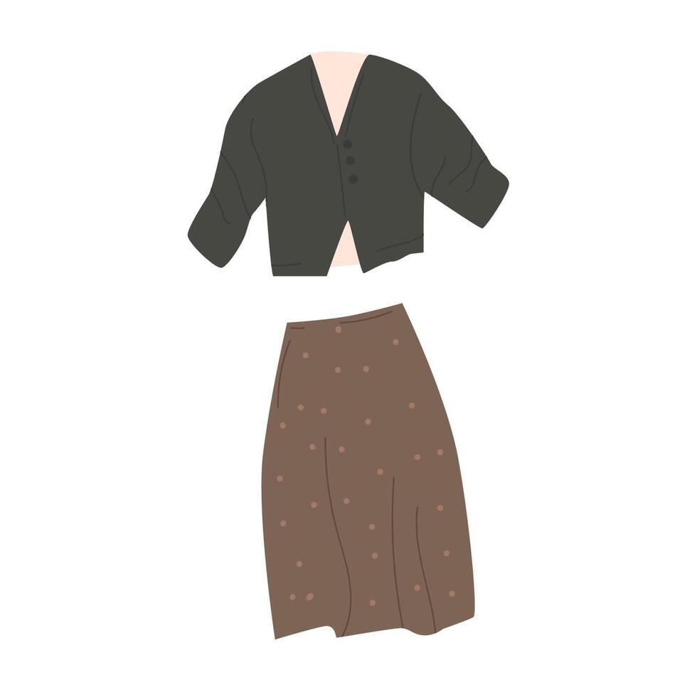 vêtements. mode. jupe avec veste. vecteur illustration dans moderne style.