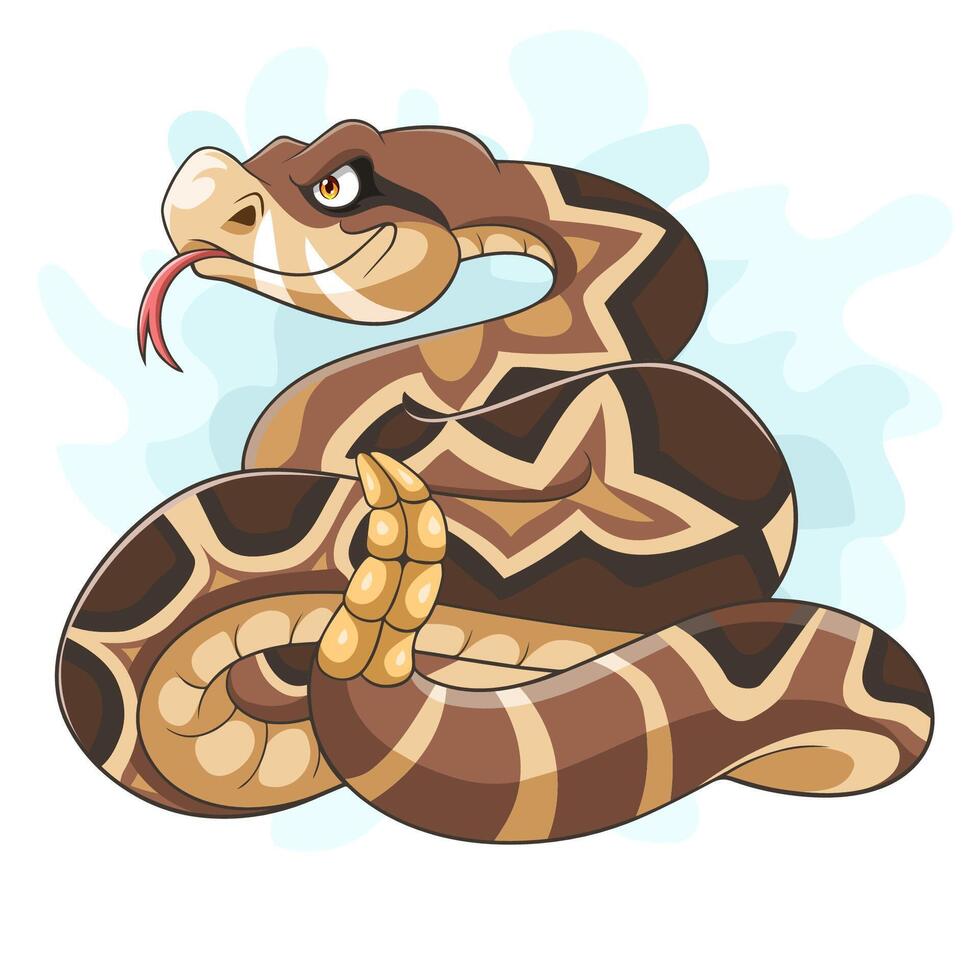 dessin animé serpent à sonnette sur blanc Contexte vecteur