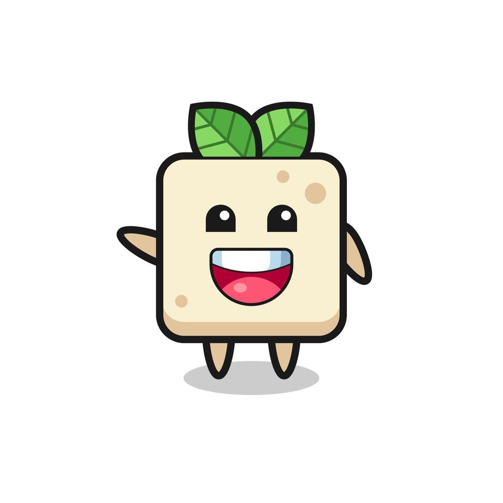 personnage de mascotte mignon de tofu heureux vecteur