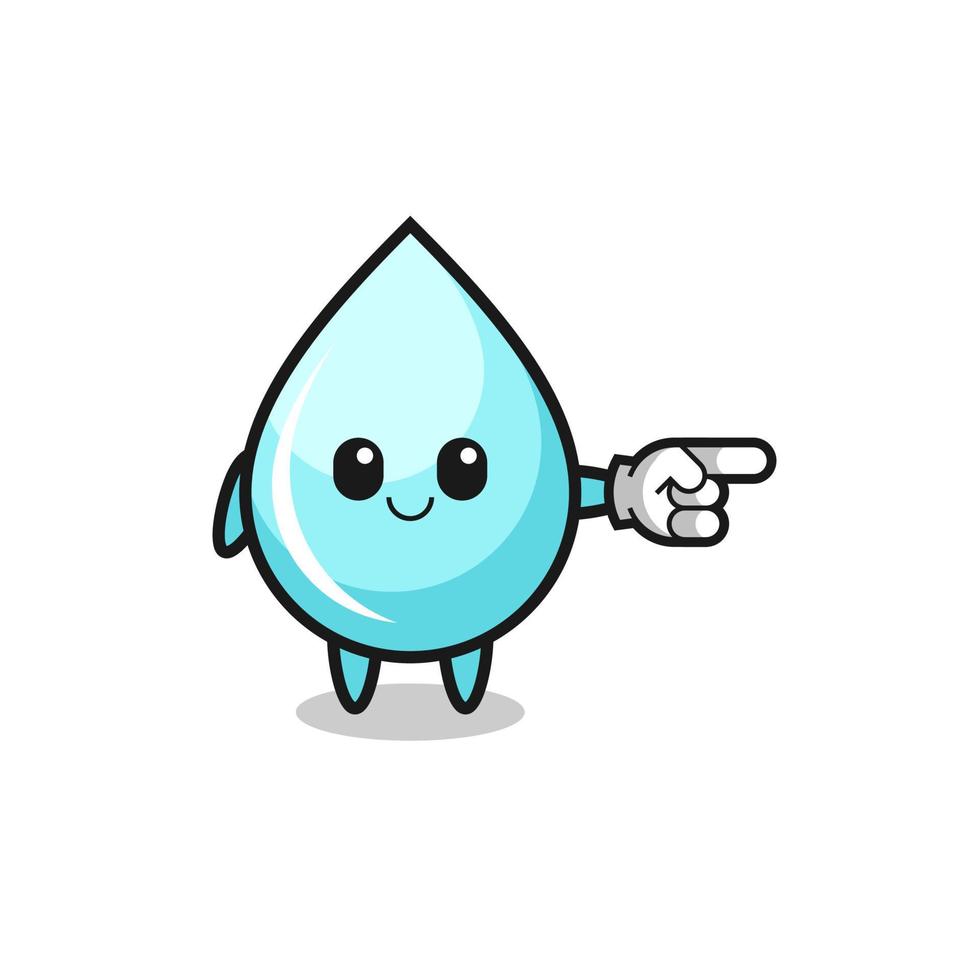 mascotte de goutte d'eau avec le geste droit de pointage vecteur