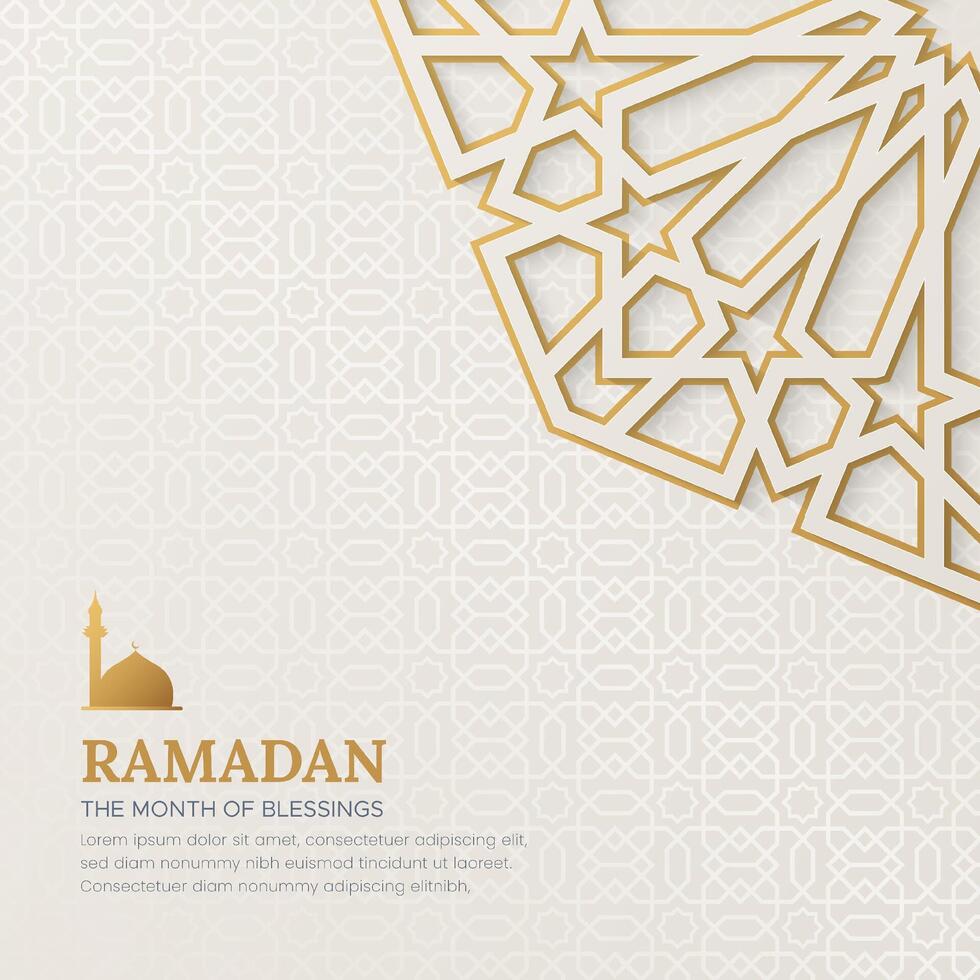 Ramadan kareem ornemental salutation carte avec arabe modèle et décoratif Cadre vecteur