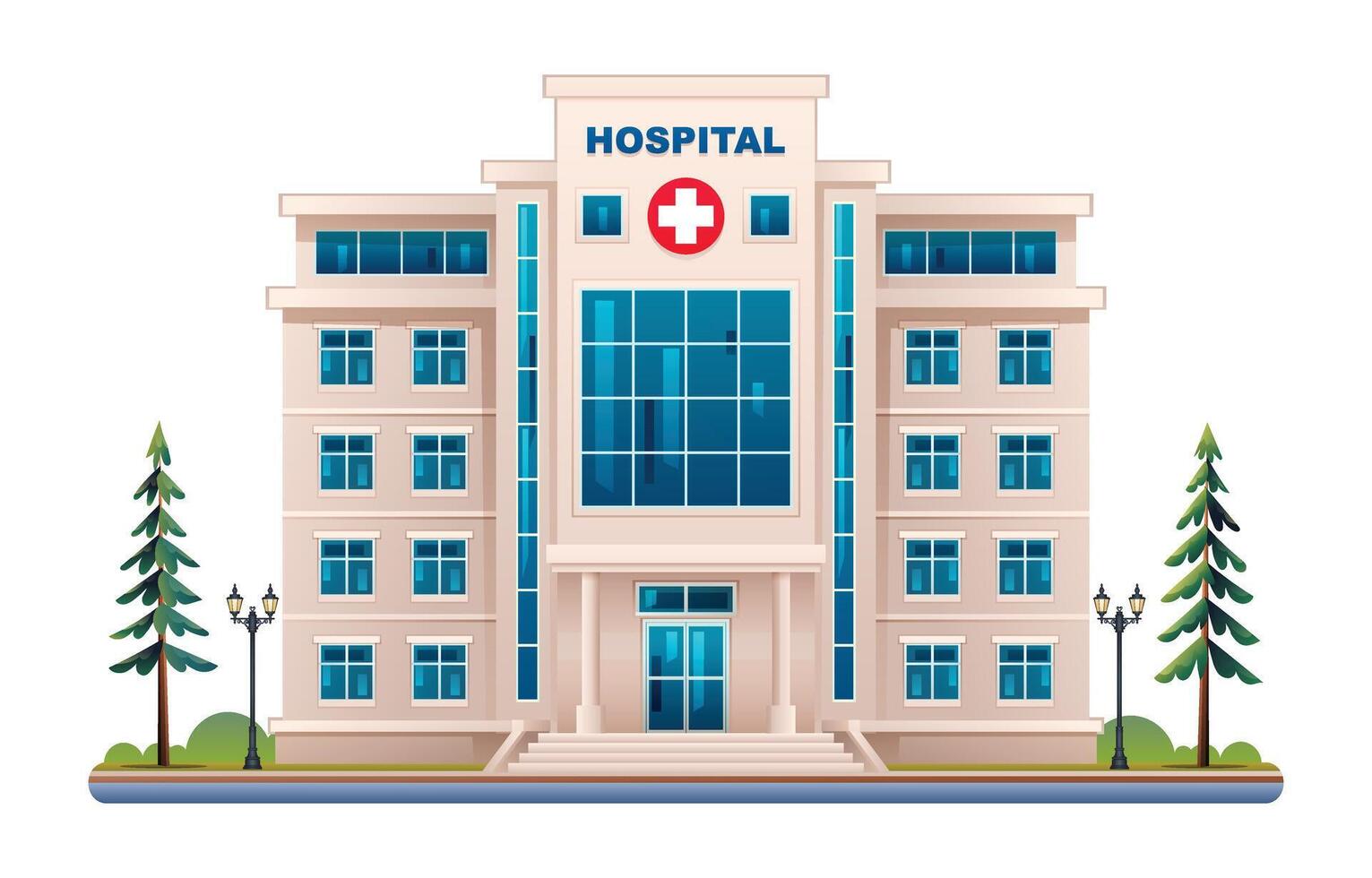 hôpital bâtiment illustration. médical clinique vecteur isolé sur blanc Contexte
