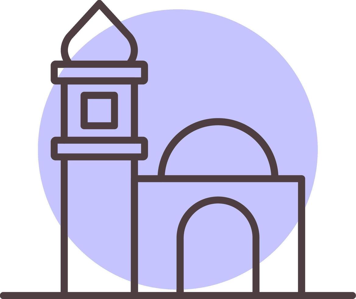 mosquée ligne forme couleurs icône vecteur