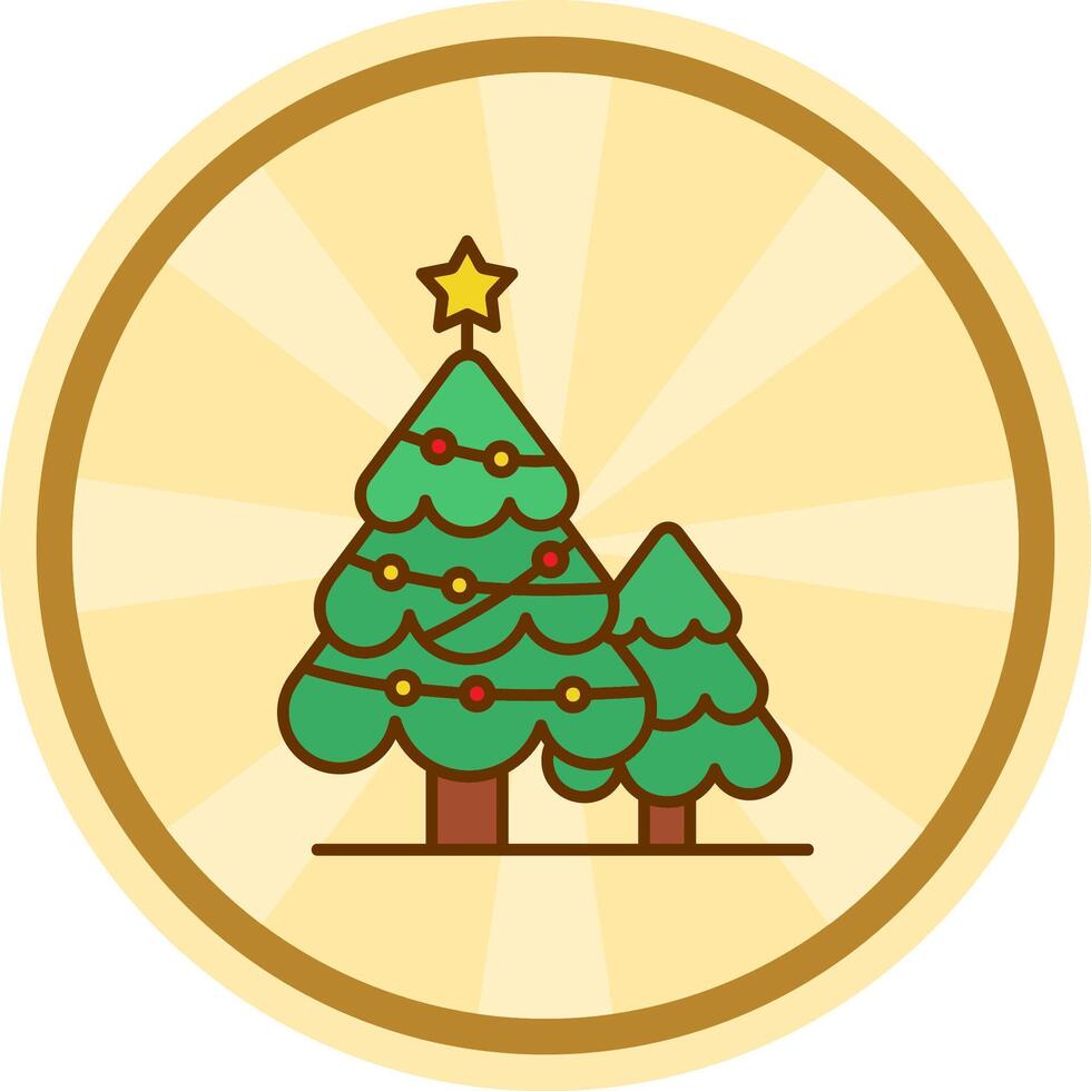 Noël arbre bande dessinée cercle icône vecteur