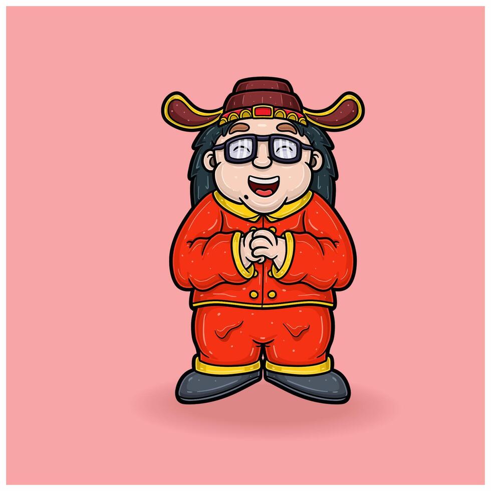 chinois gens avec des lunettes dessin animé pour Nouveau an. vecteur