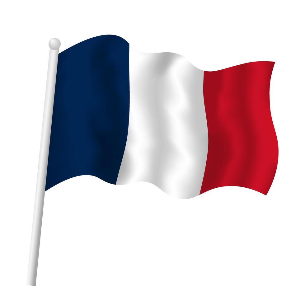 France drapeau agitant. vecteur isolé illustration de français tricolore drapeau sur mât dans vent