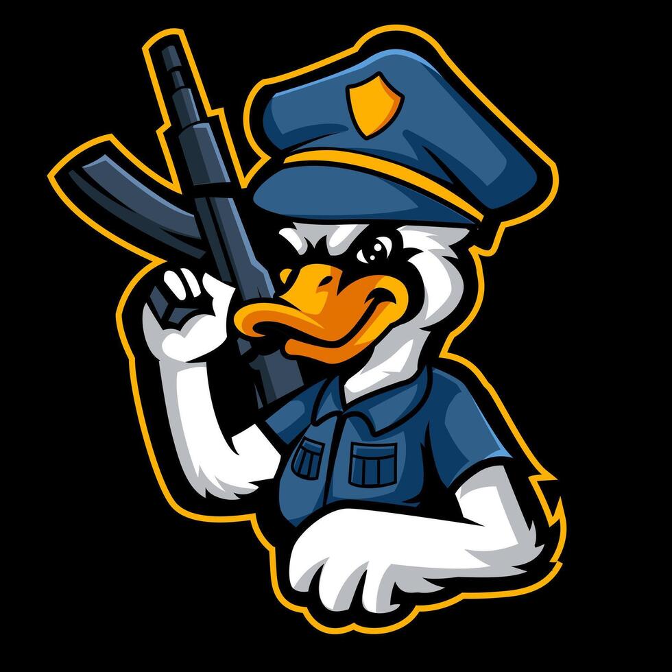 canard police mascotte logo illustration vecteur