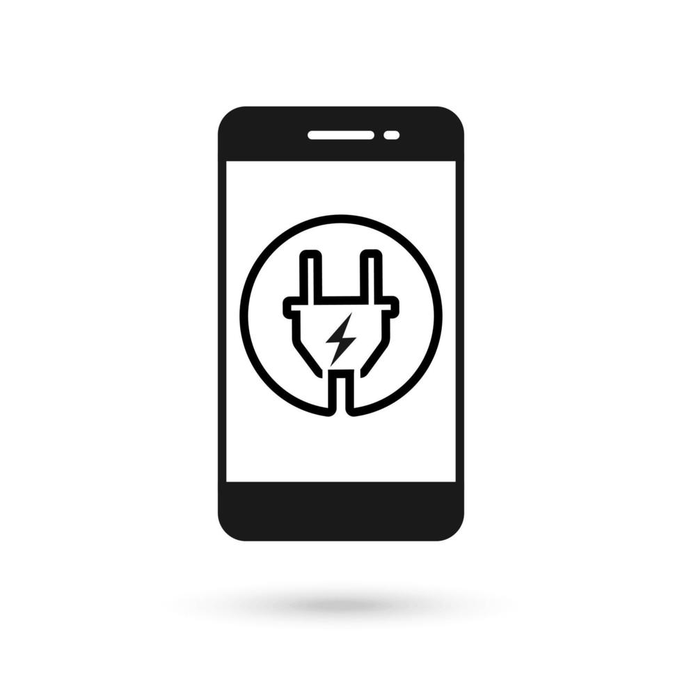 icône du design plat de téléphone portable avec signe de charge électrique. vecteur