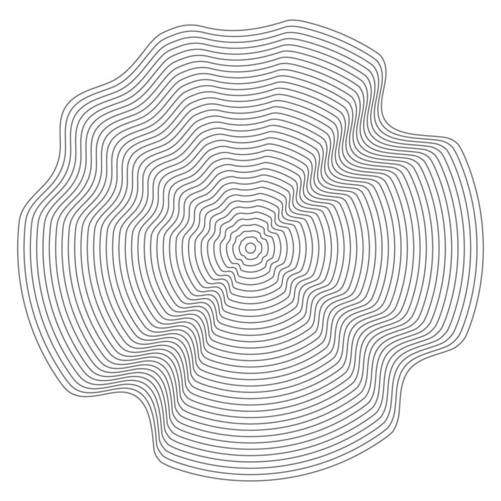 en bois topographie cercles. bois biologique tranche ligne conception. ligne ondulation cercle bois texture. arbre Couper vecteur