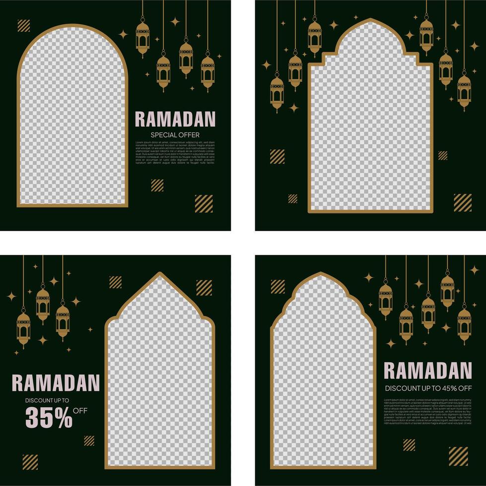 or et vert modèle ensemble spécial Ramadan vecteur