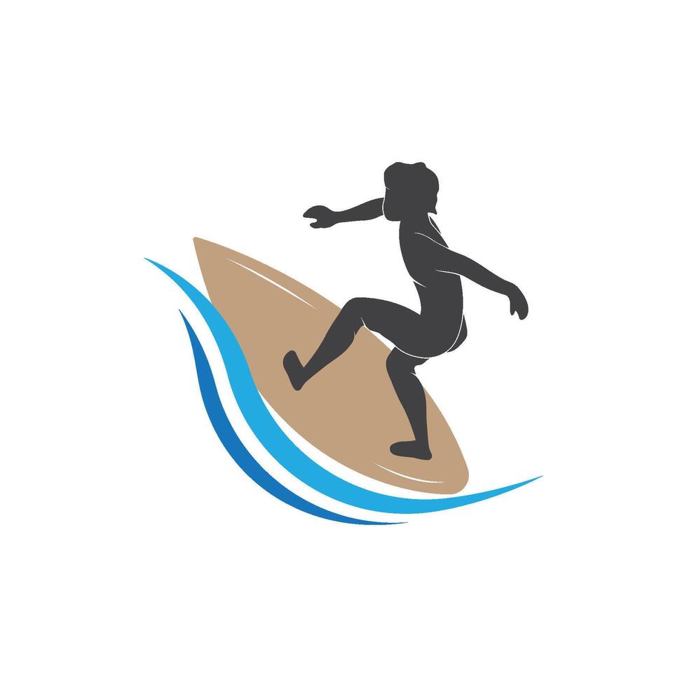 surfant avec l'eau vague logo vecteur modèle, illustration symbole
