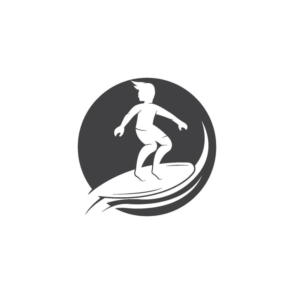 surfant avec l'eau vague logo vecteur modèle, illustration symbole