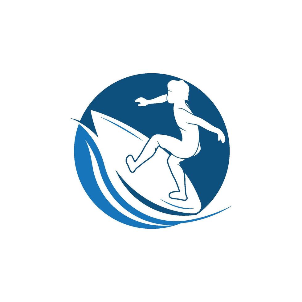 surfant avec l'eau vague logo vecteur modèle, illustration symbole