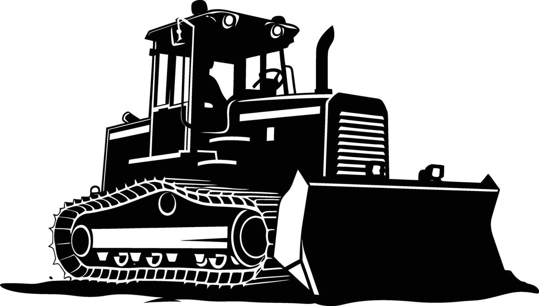 ai généré silhouette bulldozer construction lourd machine équipement noir Couleur seulement vecteur