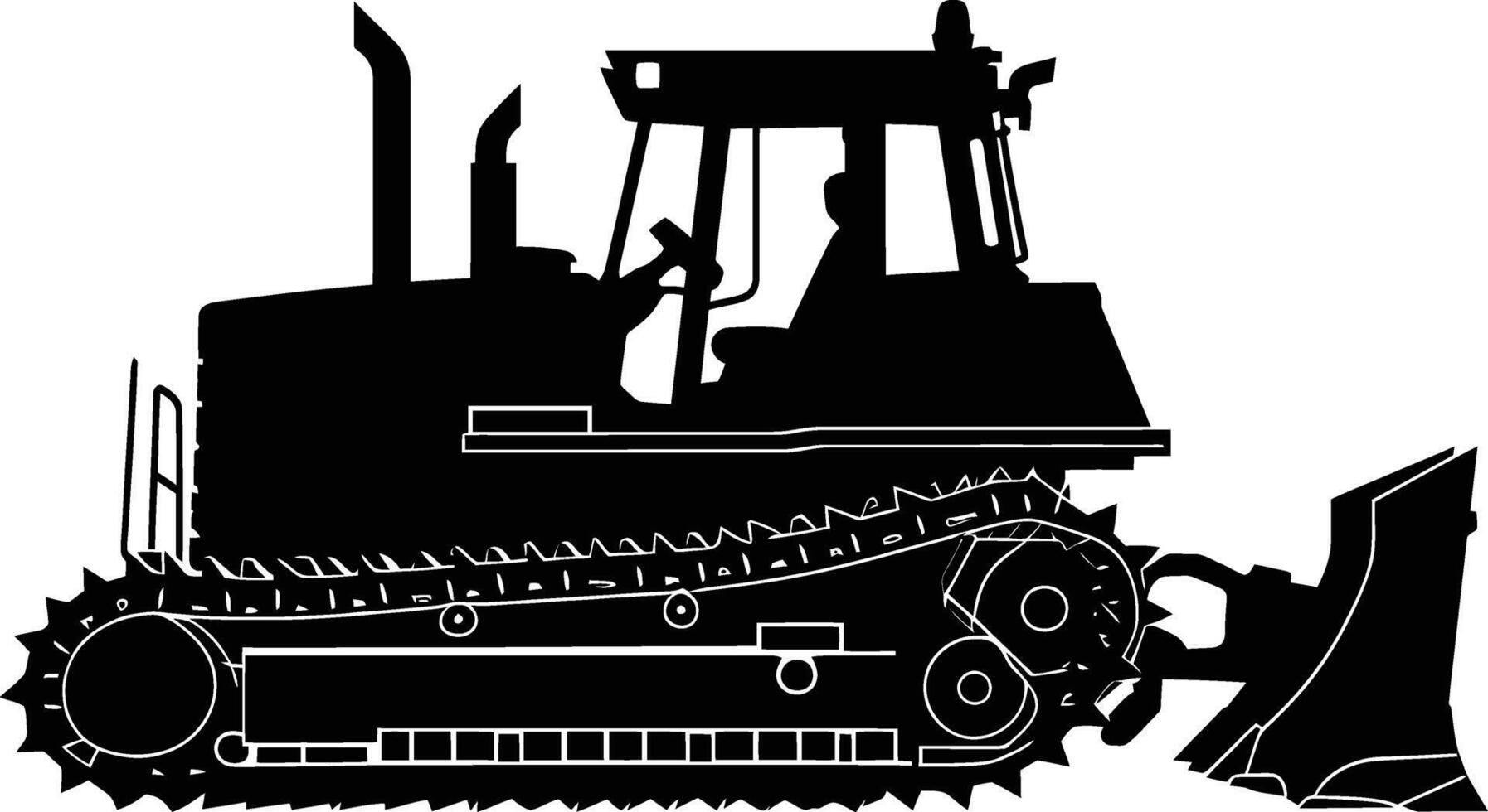 ai généré silhouette bulldozer construction lourd machine équipement noir Couleur seulement vecteur