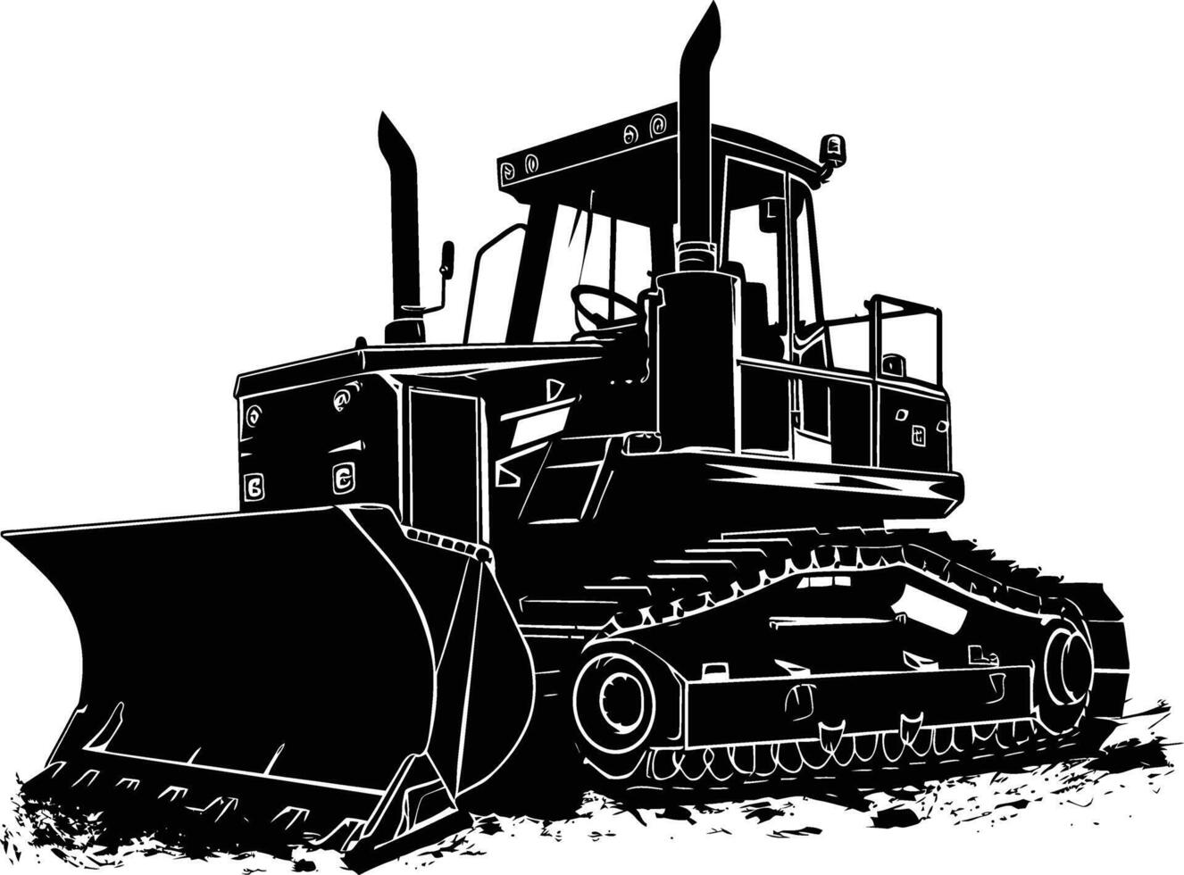 ai généré silhouette bulldozer construction lourd machine équipement noir Couleur seulement vecteur