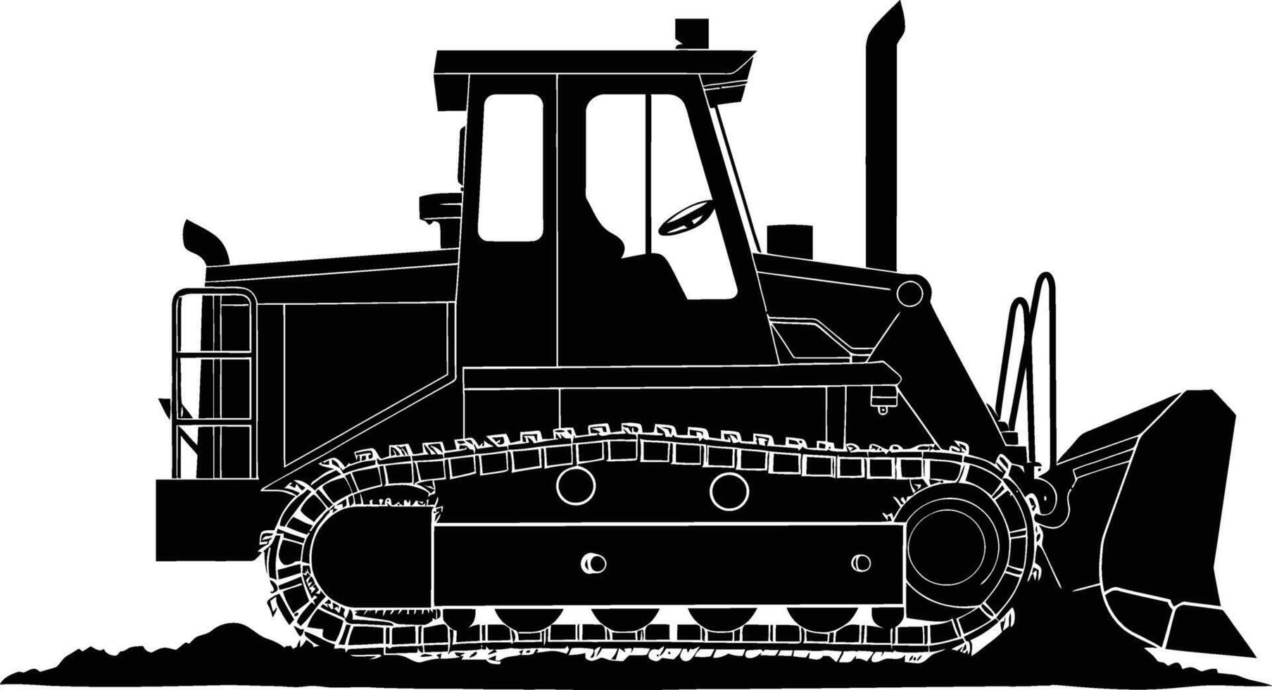 ai généré silhouette bulldozer construction lourd machine équipement noir Couleur seulement vecteur