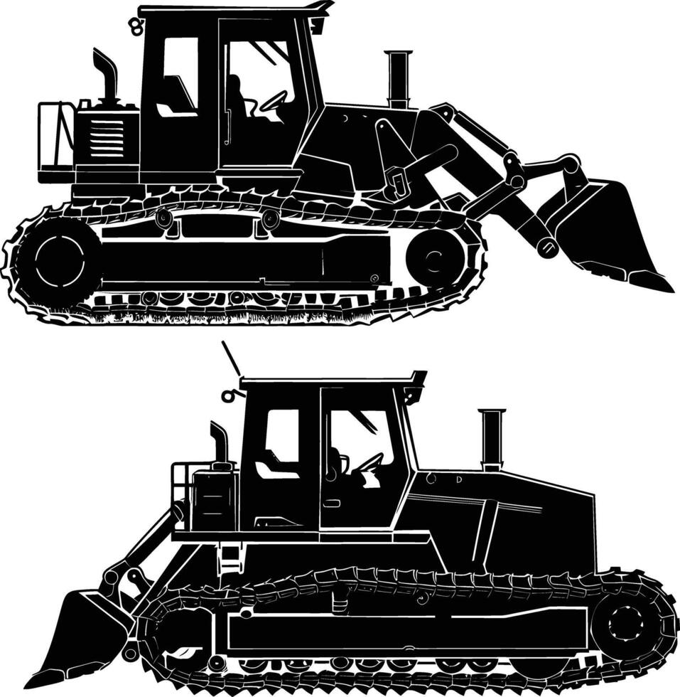 ai généré silhouette bulldozer construction lourd machine équipement noir Couleur seulement vecteur