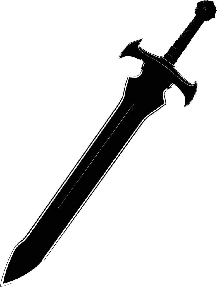 ai généré silhouette viking épée dans mmorpg Jeu noir Couleur seulement vecteur