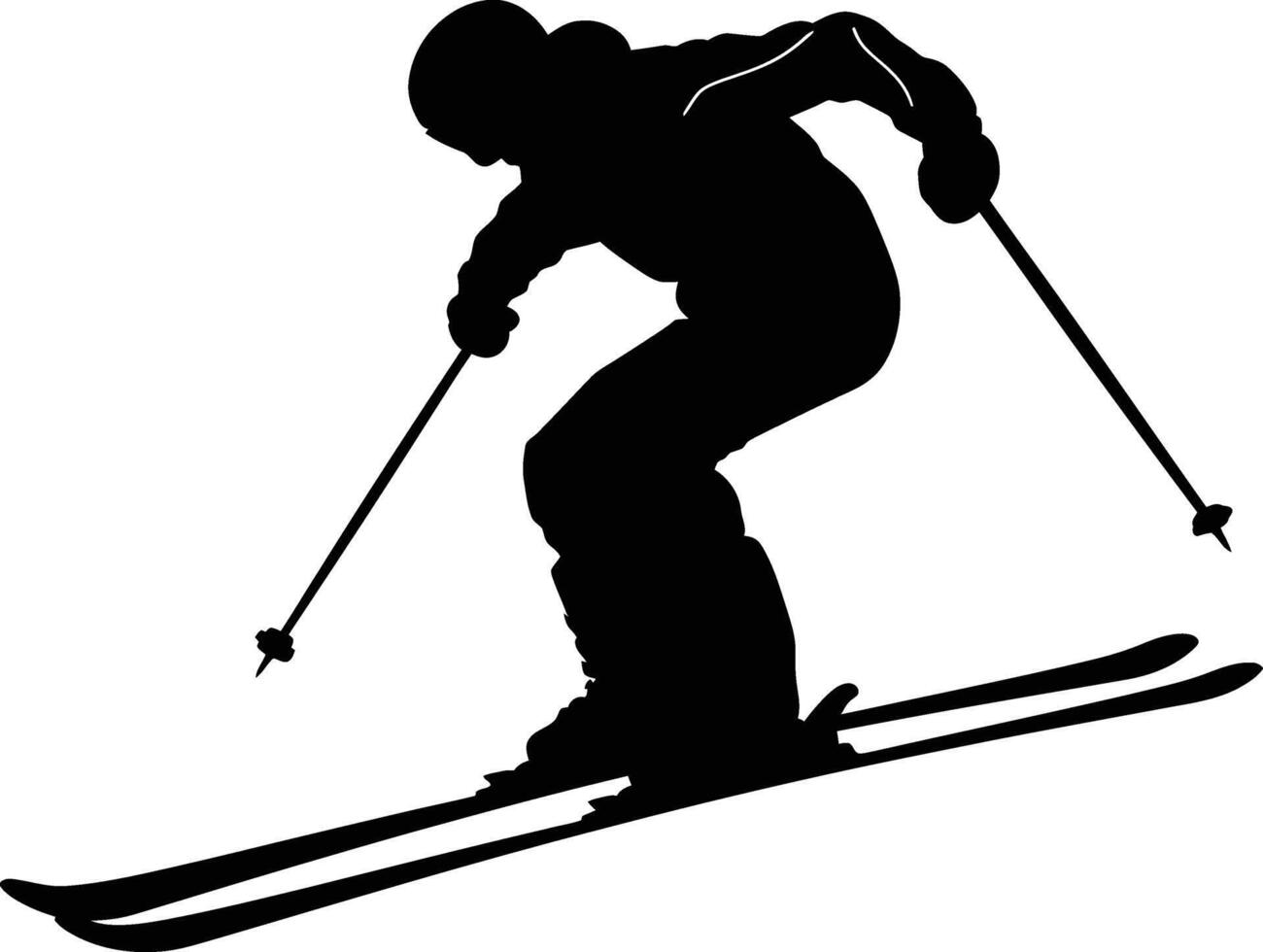 ai généré silhouette ski sauts dans le air noir Couleur seulement plein corps vecteur