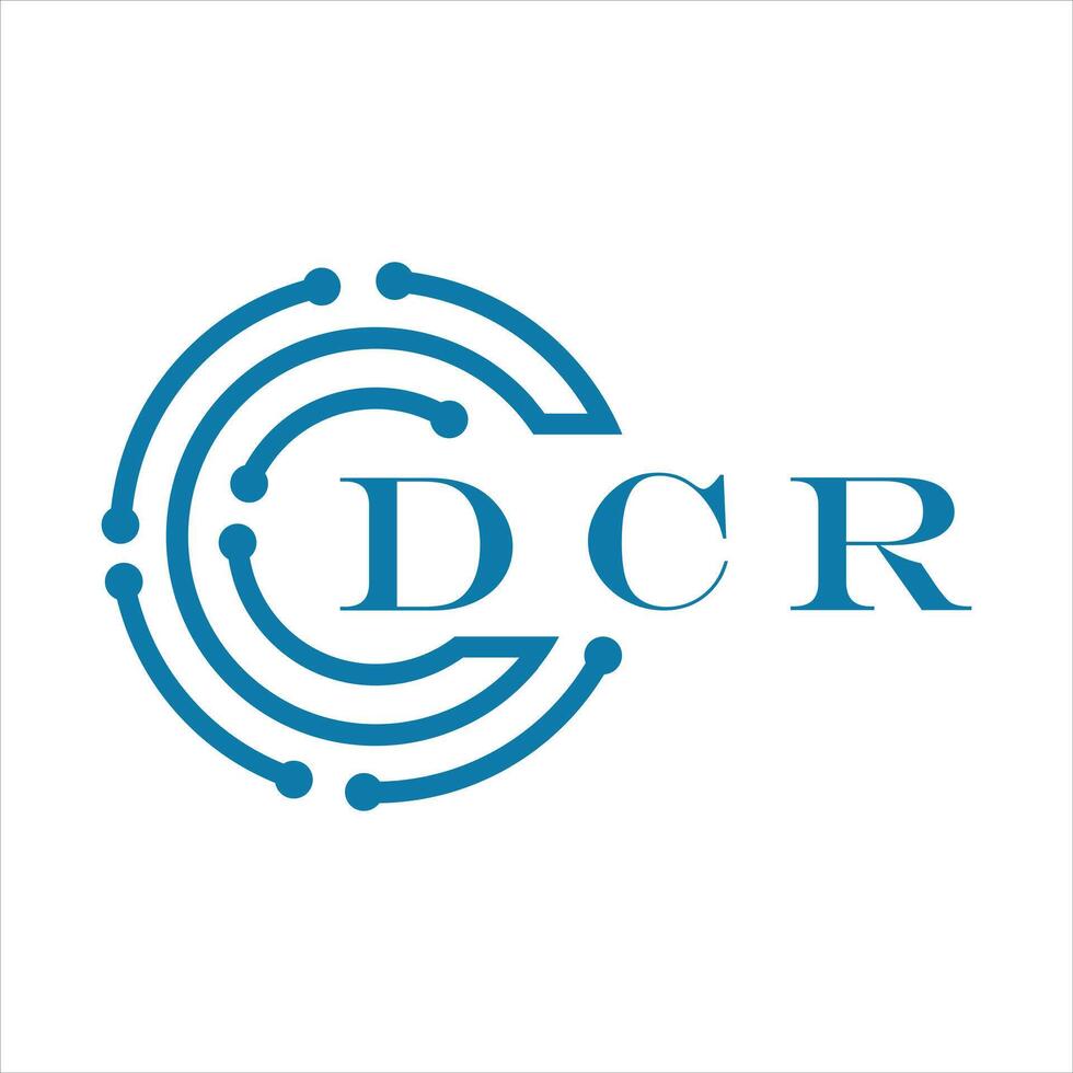 dcr lettre conception. dcr lettre La technologie logo conception sur blanc Contexte. vecteur