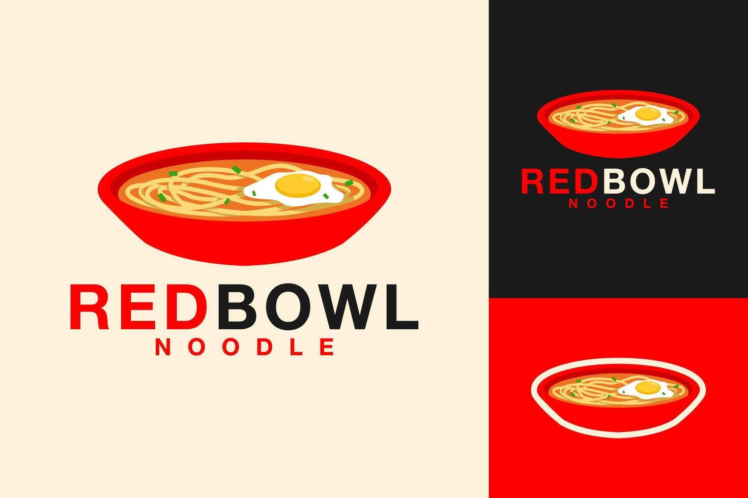 rouge bol nouille ramen logo conception vecteur