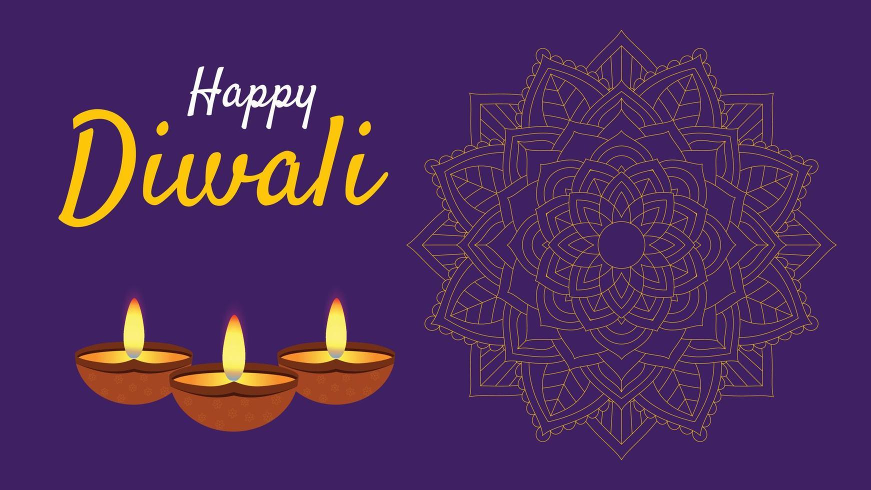 joyeux diwali. fond vert clair avec des éléments de fleurs de diwali et des vecteurs de mandala vecteur