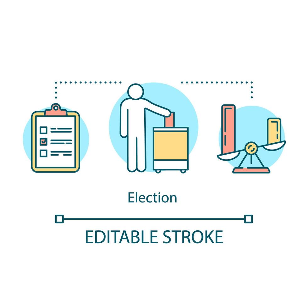 icône de concept d'élections. élection, illustration de la fine ligne de l'idée du jour du référendum. choisir parmi les candidats politiques, les partis. l'opinion publique et le choix. dessin de contour isolé de vecteur. trait modifiable vecteur