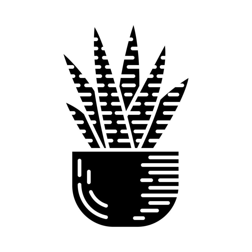 cactus zébré en icône de glyphe de pot. symbole de silhouette. espace négatif. illustration vectorielle isolée vecteur