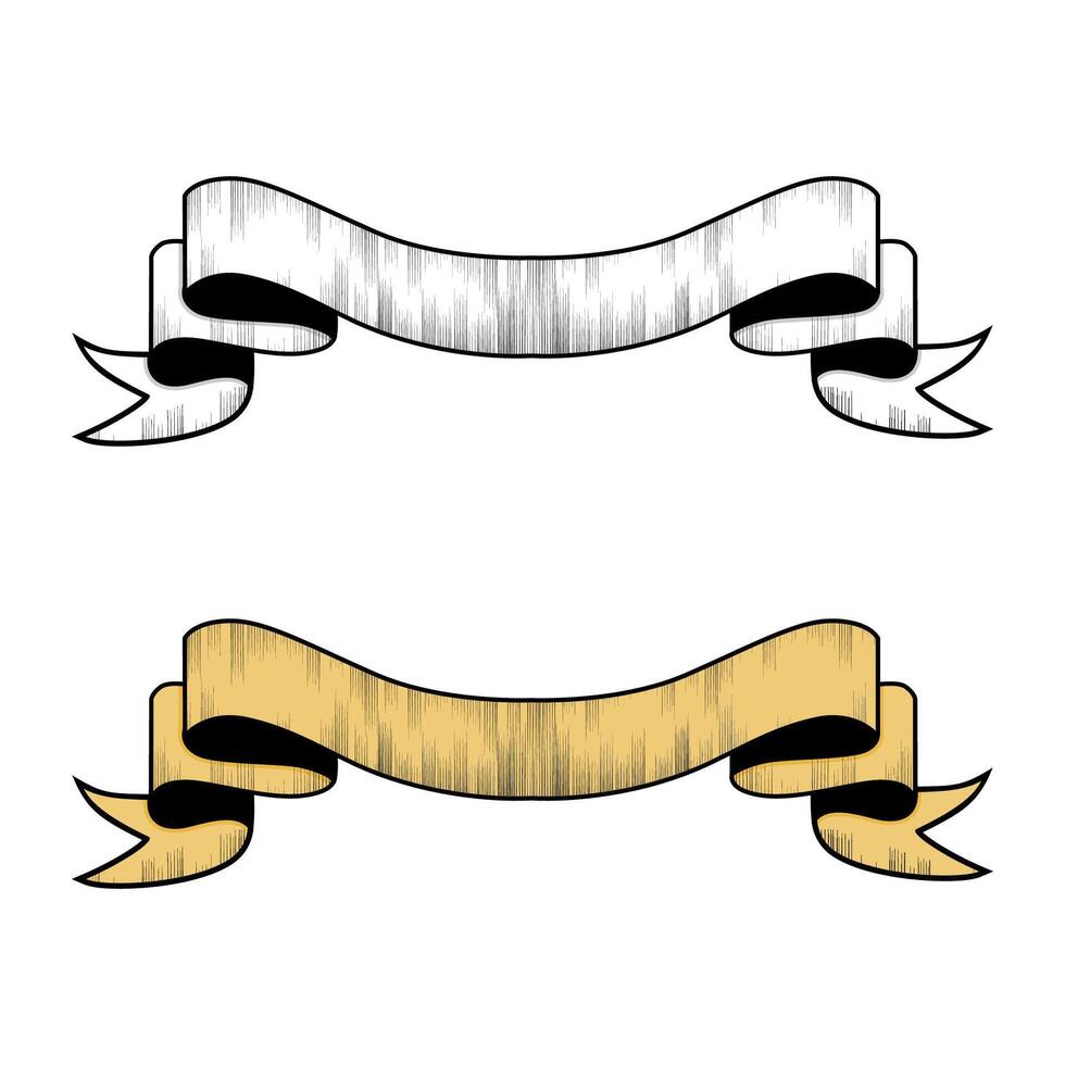 main dessin ruban dans gravure vieux ancien style conception élément, étiqueter, badge et les frontières raster version illustration vecteur