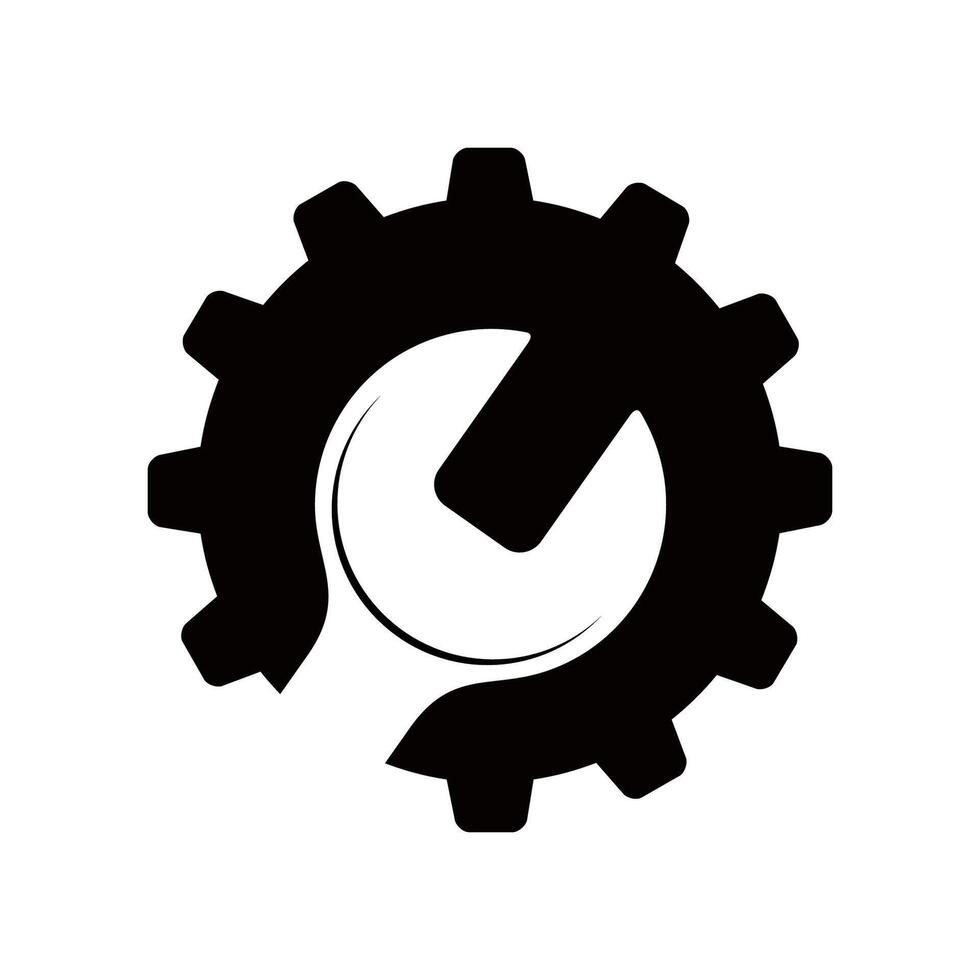 Facile plat style outil roue dentée clé icône forme symbole. réglages interface logo signe bouton. vecteur illustration image. isolé sur blanc Contexte