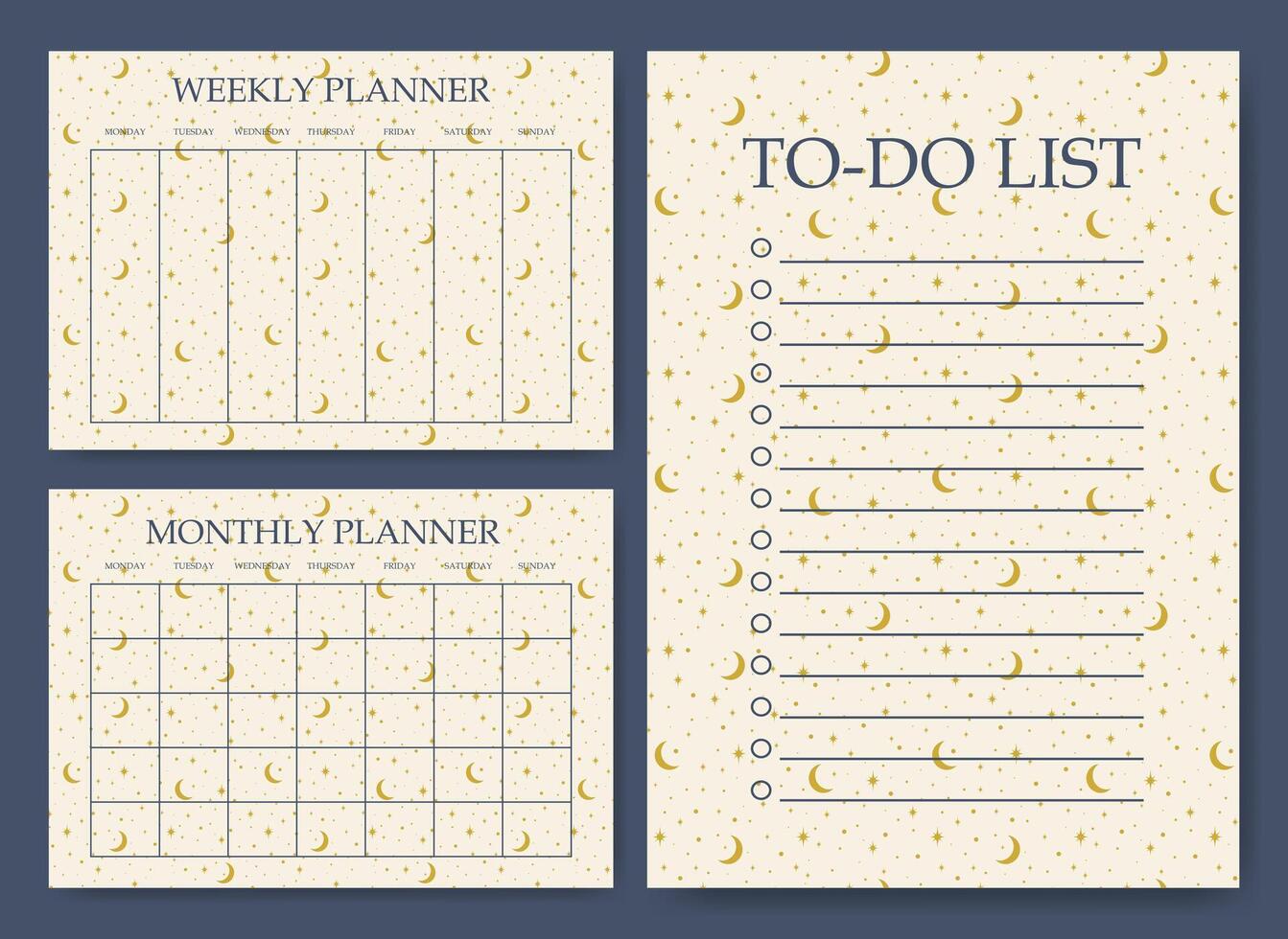 affaires organisateur papier feuilles. planificateurs et faire liste feuille de travail modèle ensemble. beige étoiles sur neutre Contexte. vecteur