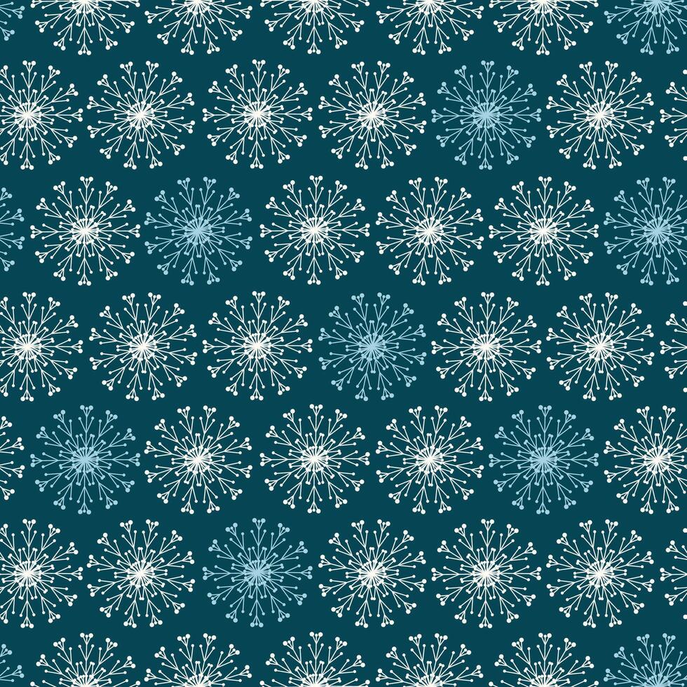 sans couture Noël modèle avec blanc flocons de neige sur foncé bleu Contexte. hiver décoration. vecteur