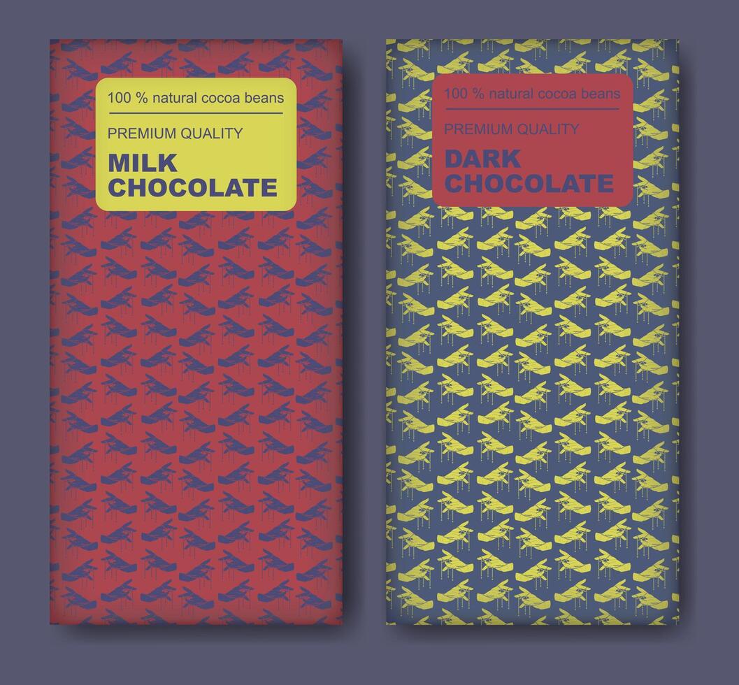 le original le meilleur Chocolat coloré paquet conception étiquette ensemble. moderne typographie et main tiré mains esquisser vecteur