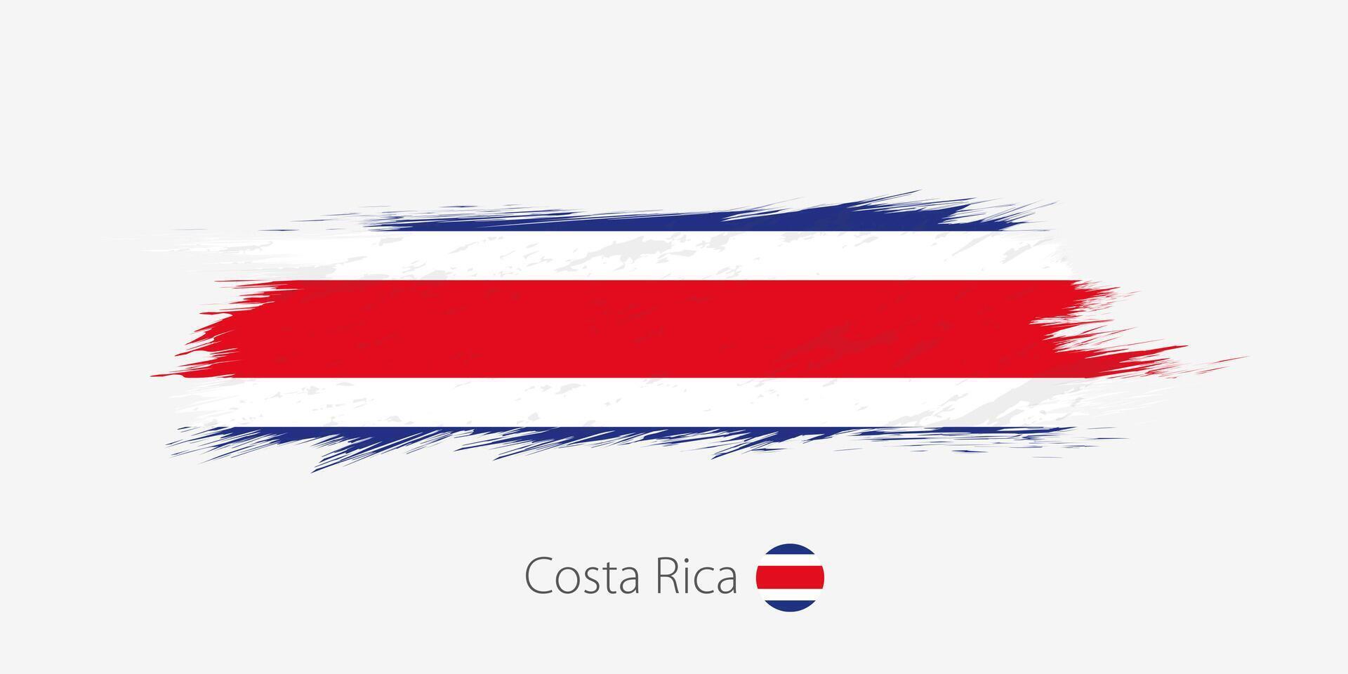 drapeau de costa rica, grunge abstrait brosse accident vasculaire cérébral sur gris Contexte. vecteur