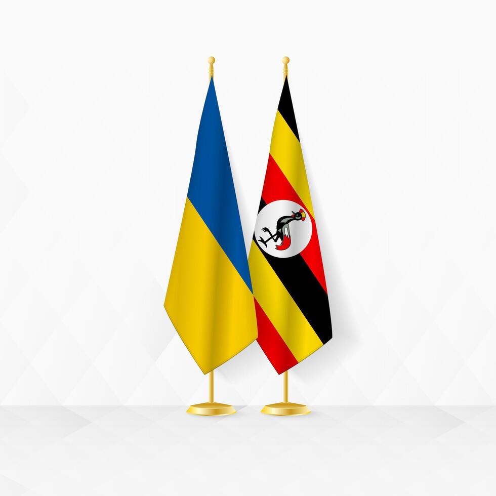 Ukraine et Ouganda drapeaux sur drapeau rester, illustration pour diplomatie et autre réunion entre Ukraine et Ouganda. vecteur