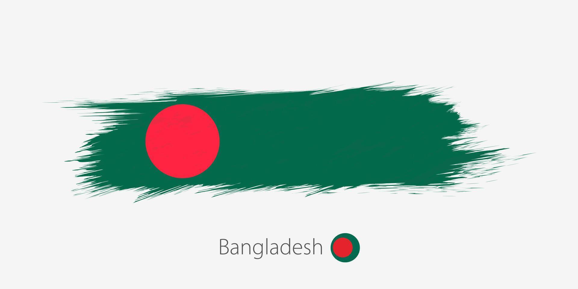 drapeau de Bangladesh, grunge abstrait brosse accident vasculaire cérébral sur gris Contexte. vecteur