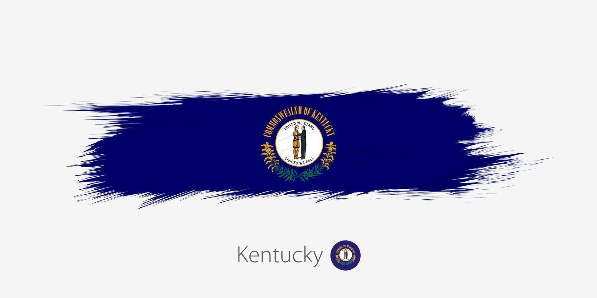 drapeau de Kentucky nous État, grunge abstrait brosse accident vasculaire cérébral sur gris Contexte. vecteur