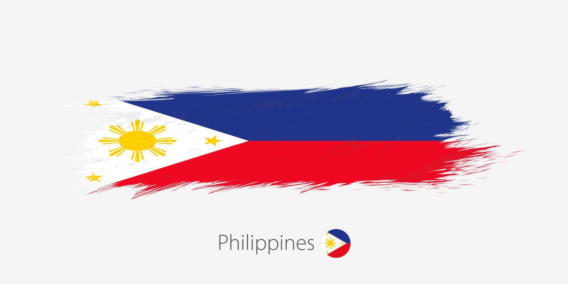 drapeau de Philippines, grunge abstrait brosse accident vasculaire cérébral sur gris Contexte. vecteur