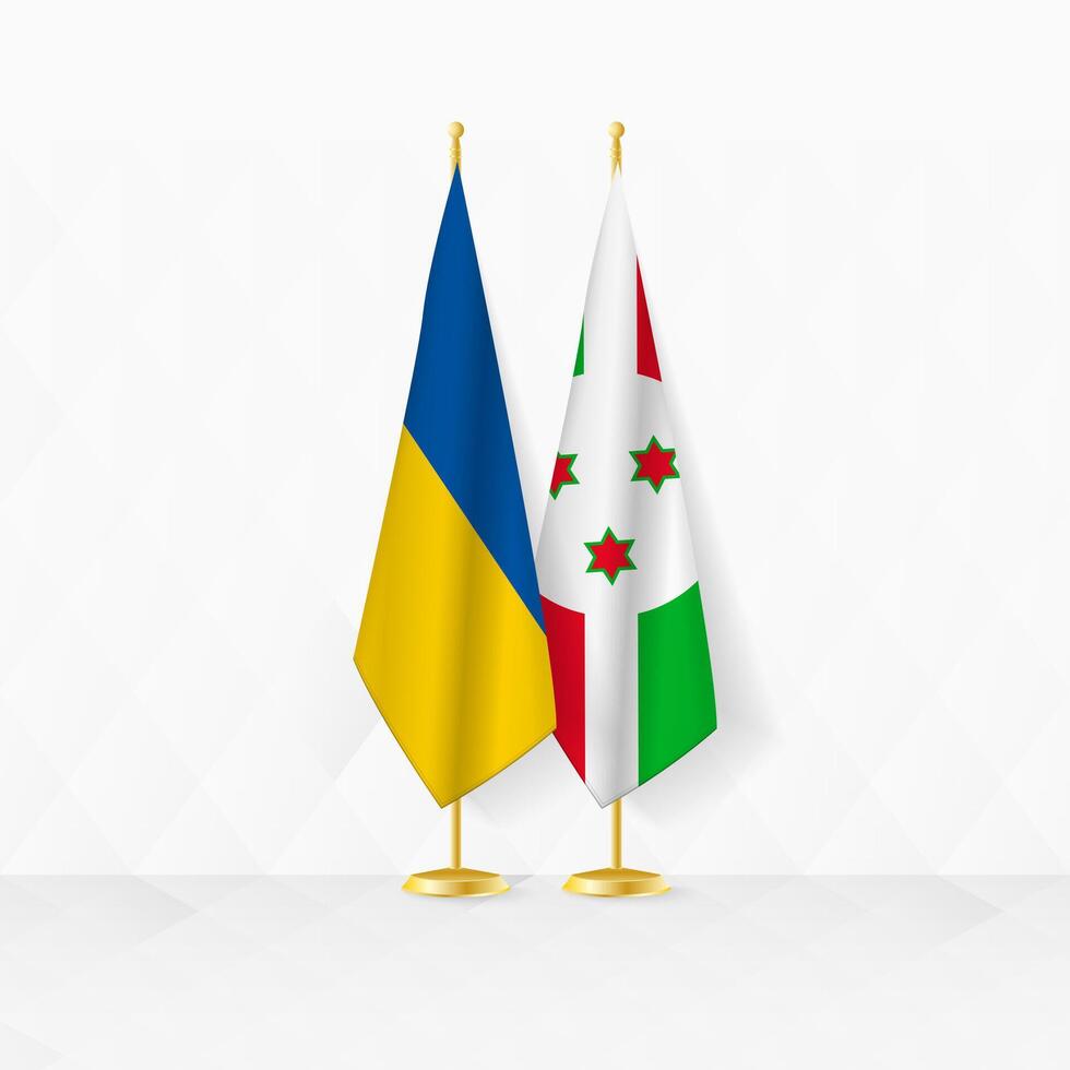 Ukraine et burundi drapeaux sur drapeau rester, illustration pour diplomatie et autre réunion entre Ukraine et burundi. vecteur