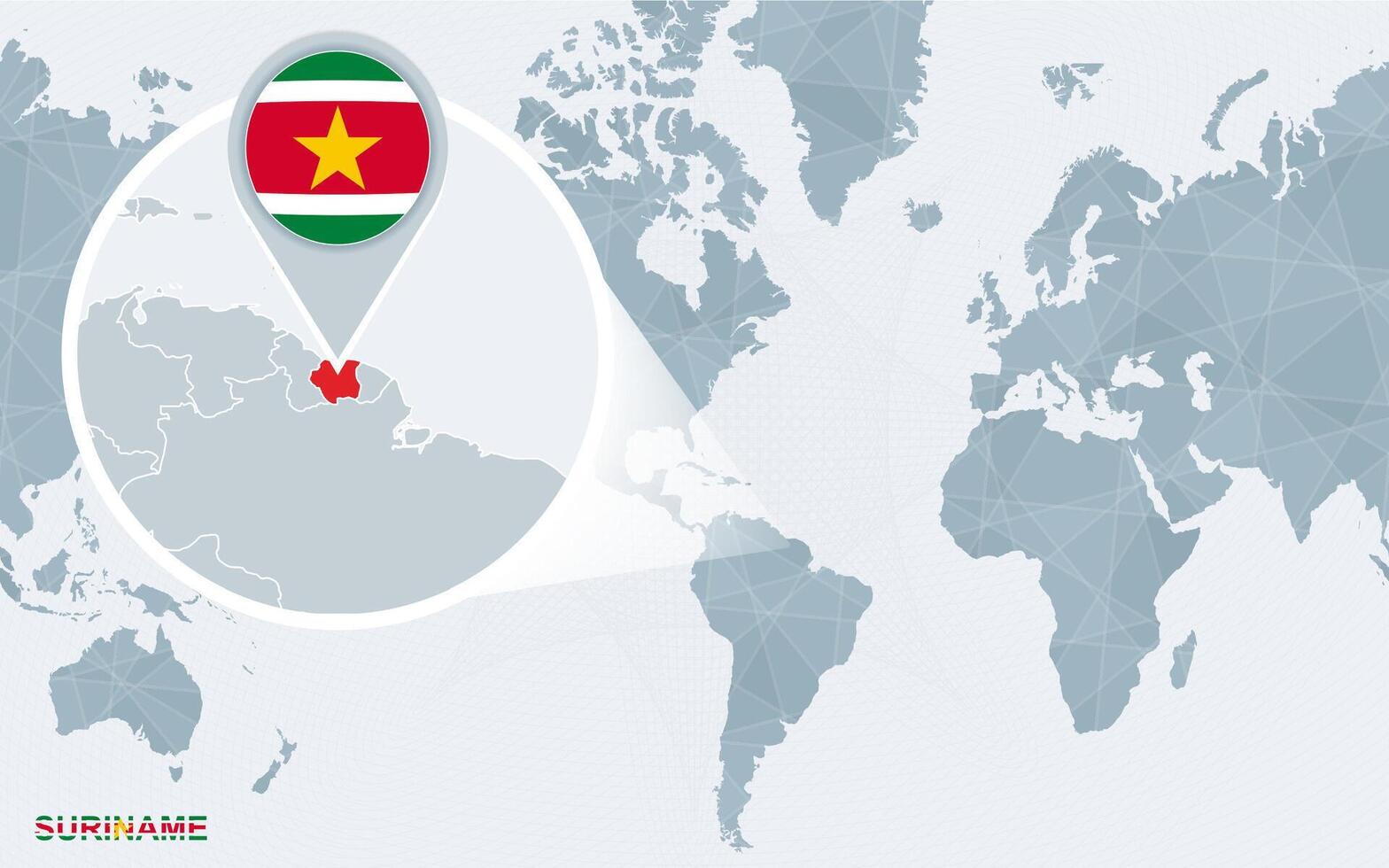 monde carte centré sur Amérique avec agrandie surinam. vecteur