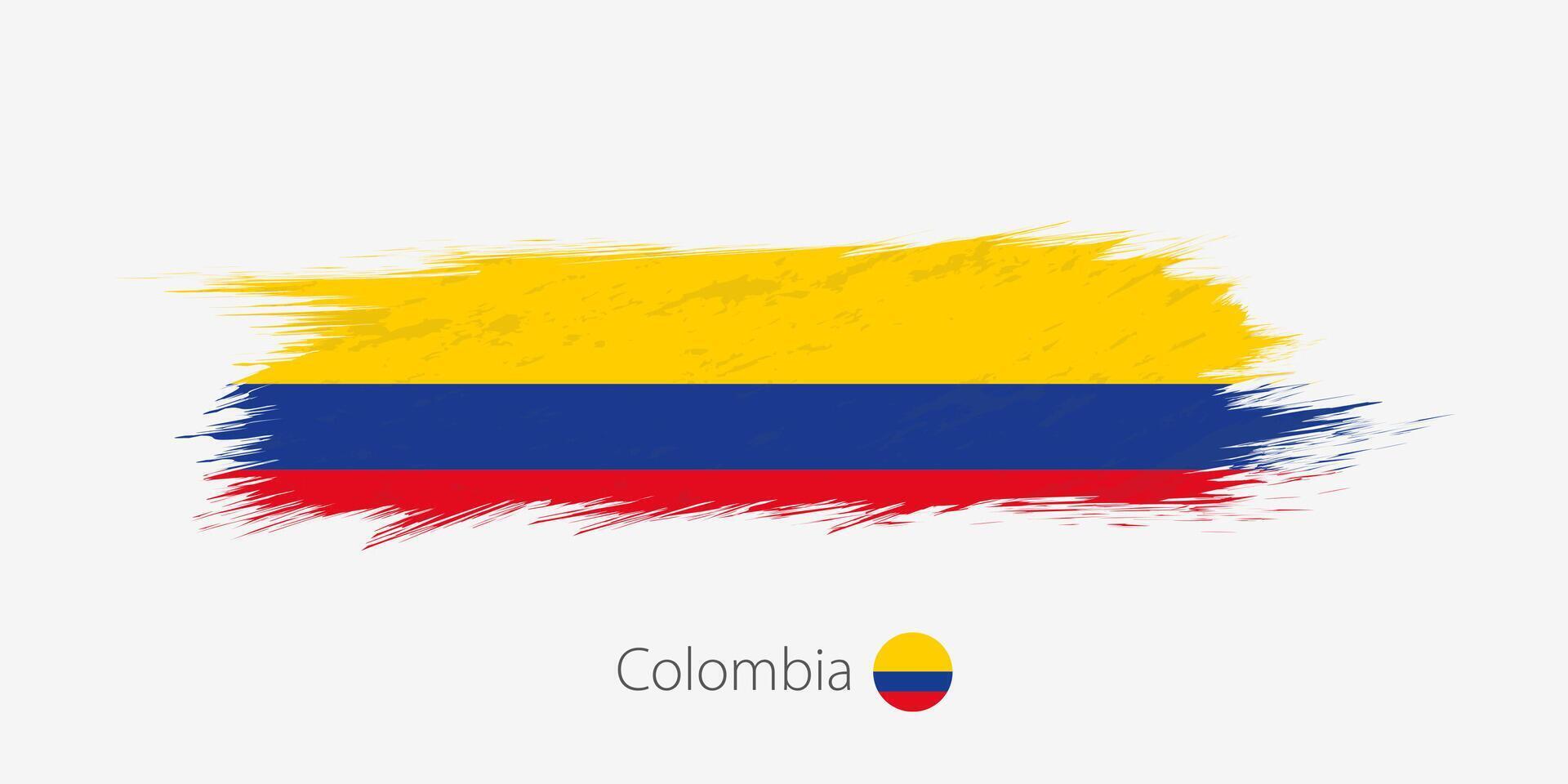 drapeau de Colombie, grunge abstrait brosse accident vasculaire cérébral sur gris Contexte. vecteur